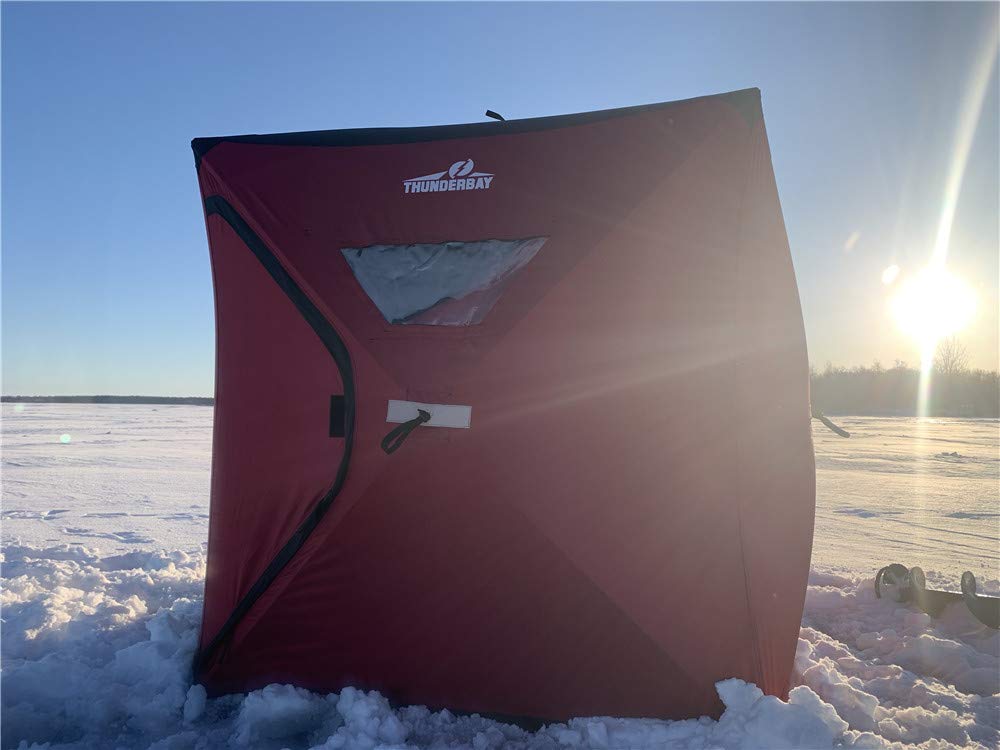 THUNDERBAY Ice Cube 3-4 Man Portable Ice Shelter, 34 Square Feet of Fishable Area, Portable 3-4 Person Ice Shanty