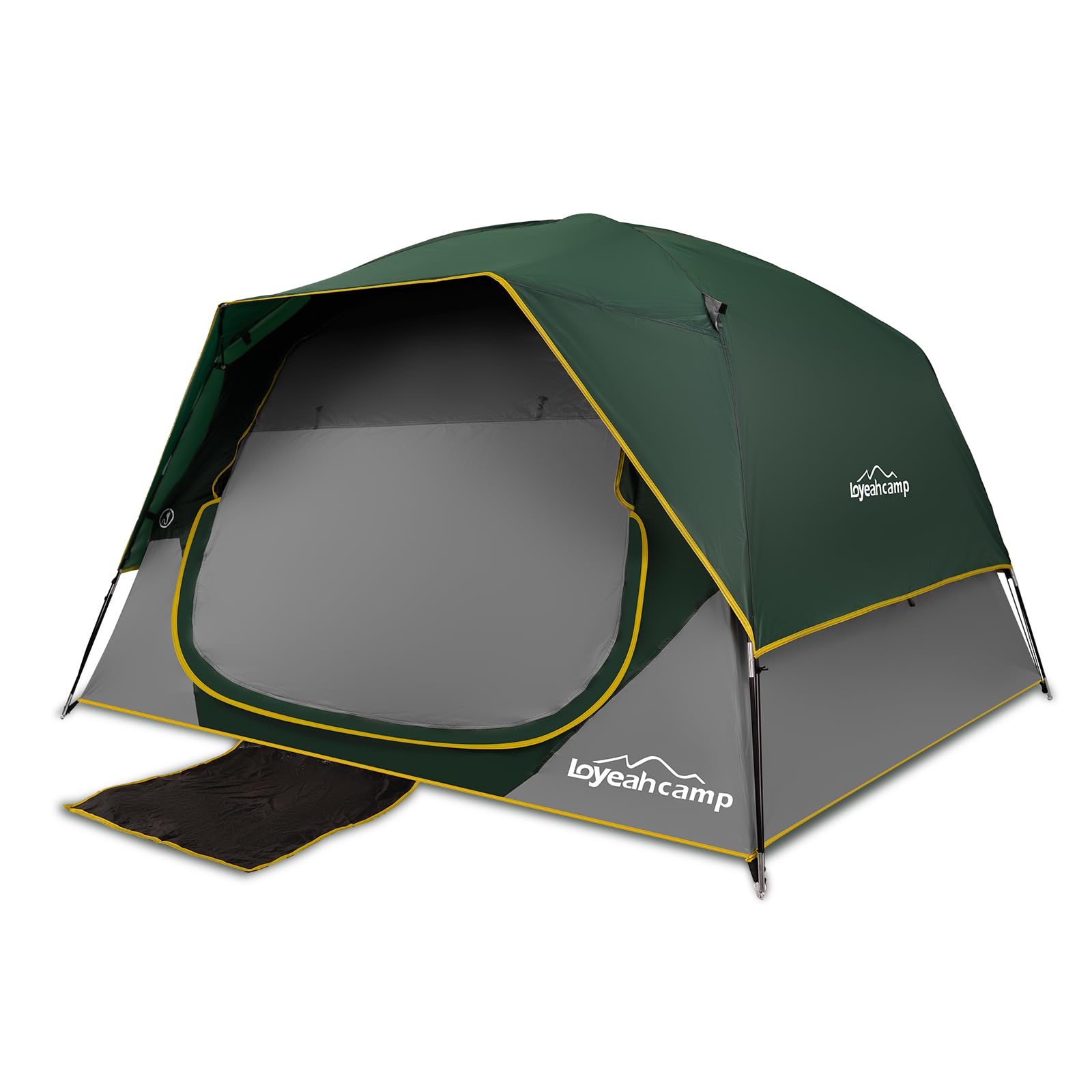 LOYEAHCAMP Tents 4 Person Camping Tent, Easy Setup Waterproof Family Tents for Camping, Portable Dome Tent for Outdoor Camping with Rainfly, Carry Bag DarkGreen