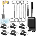 14 Pcs Ice Anchor Tool Kit, Universal Ice Fishing Anchor Tool with Ice Anchor Drill Adapter, 6Pcs Ice Fishing Tent Stakes,6Pcs Rope Hanger, 1/4" Adapter Head for Setting Up Ice Fishing Shelter Tent
