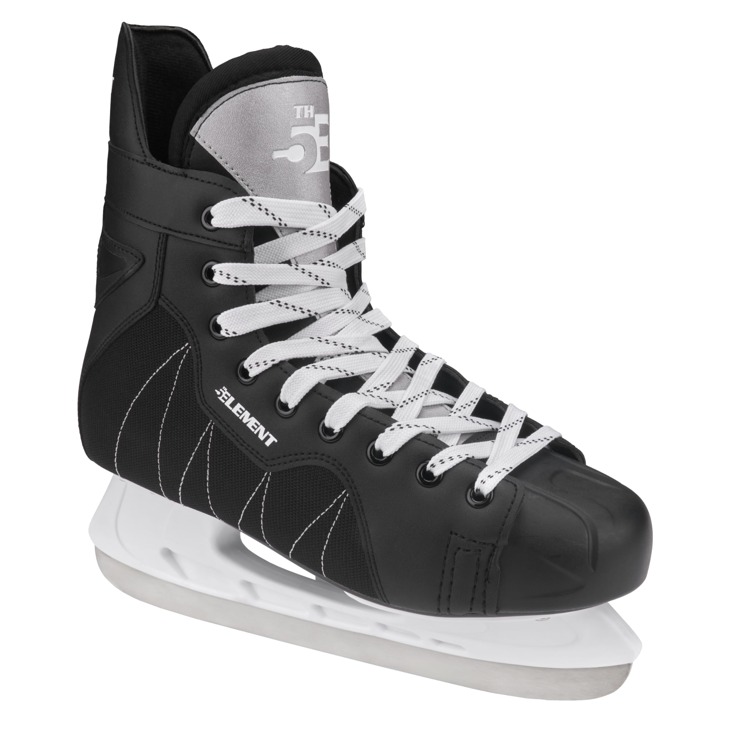 5th Element Stealth Ice Hockey Skates - Perfect for Recreational Ice Skating and Hockey - True-to-Size Fit and Moisture Resistant Liner Ice Skates for Men (Black/White, 7.0)