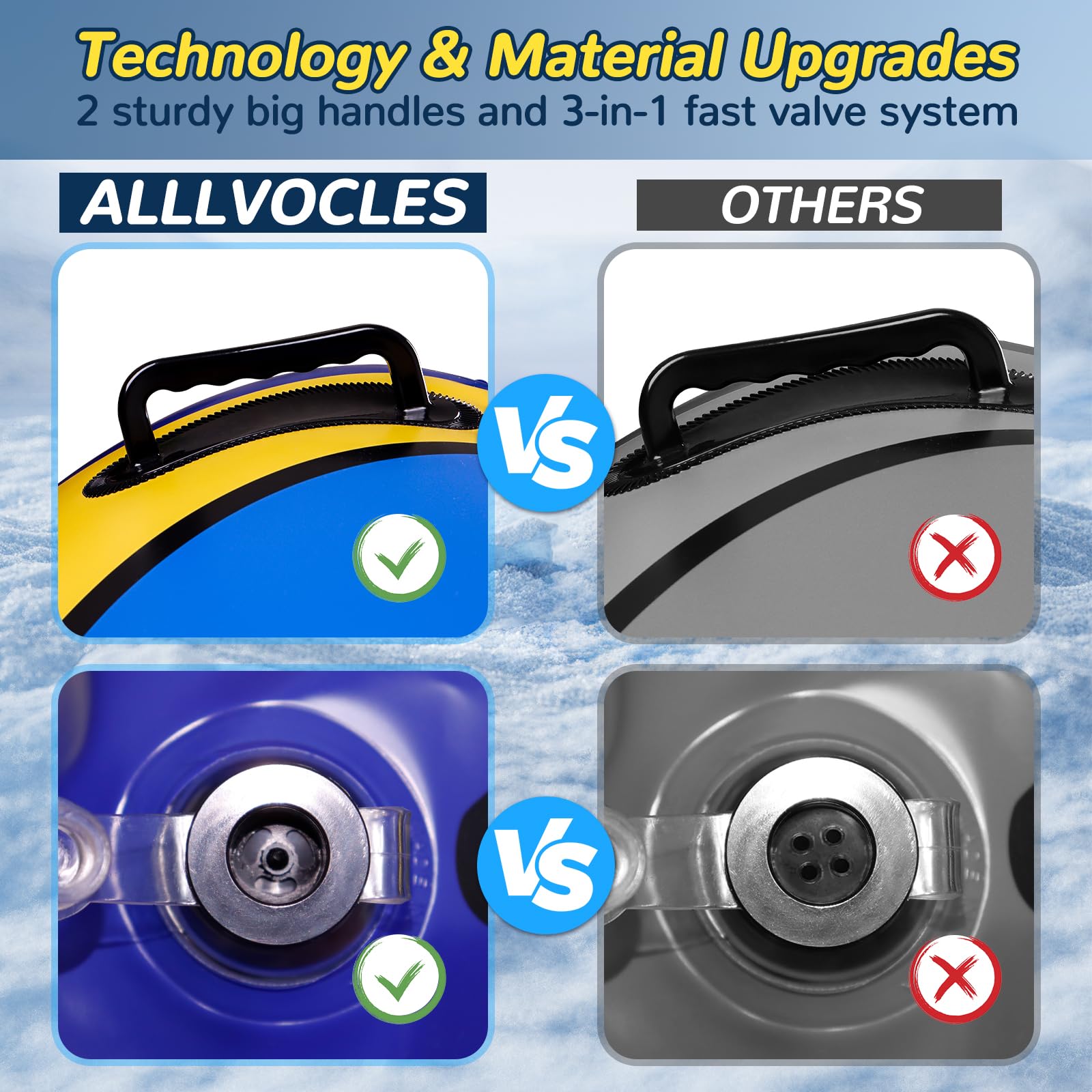 Snow Tube, 64 Inch Super Large Inflatable Spaceship Snow Sled for Kids & Adults, Cold-Resistant and Thickened Heavy Duty Snow Sled with Sturdy Handles,Great Winter Outdoor Fun Toys for Kids and Family