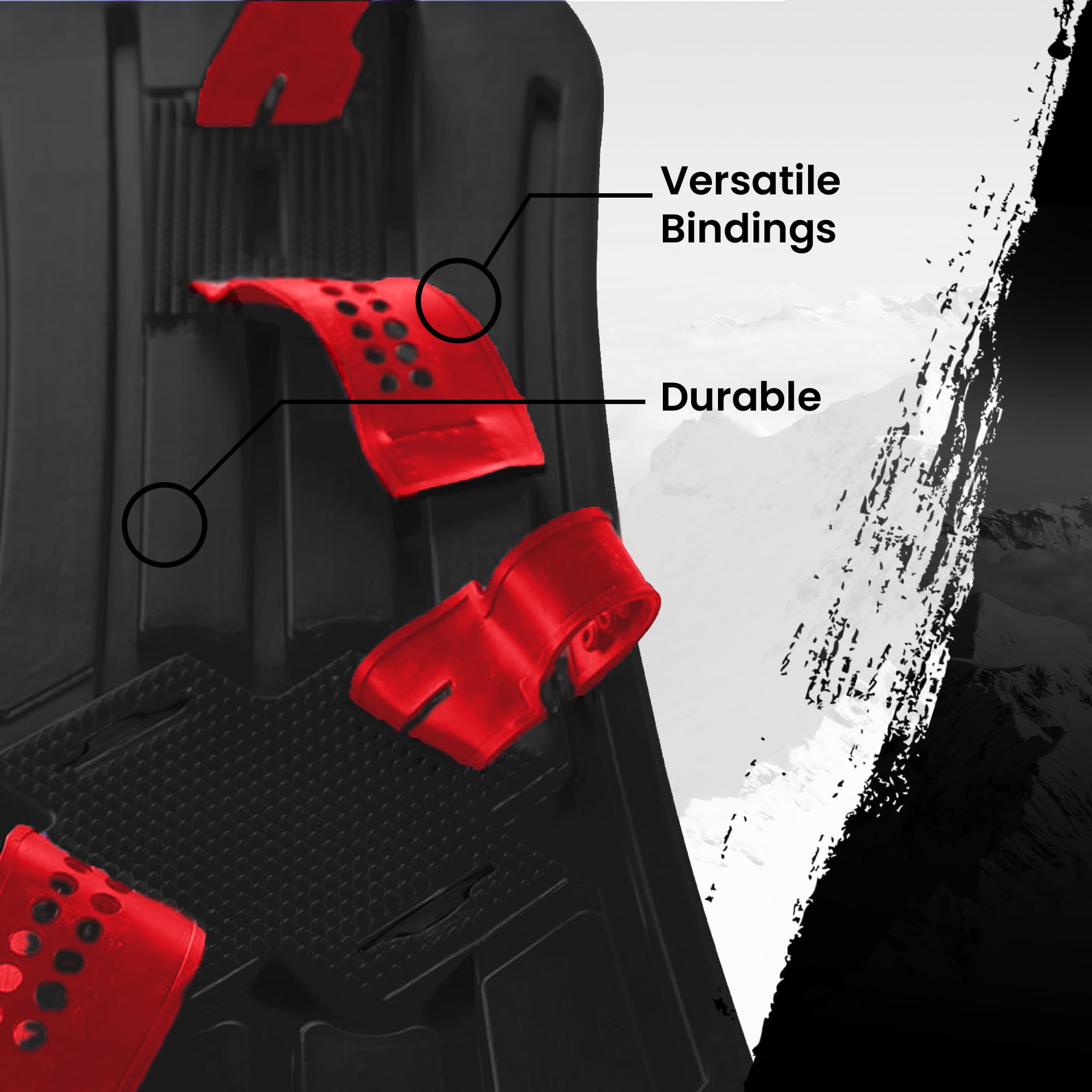 The Original Geospace Sledsterz Kids Beginner Snowboard for Winter Fun on Snow, with Adjustable Step-in Bindings; for Kids Between 4 to 12 Years Old (Black/Red Bindings)