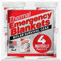 Emergency Blanket 4-Pack Space Mylar Blankets Survival Gear and Supplies Reusable Thermal Camping Hunting Essentials First Aid Car Backpacking Marathon Kit Prepper Go Rave Bug Out Bag Foil Cold Winter