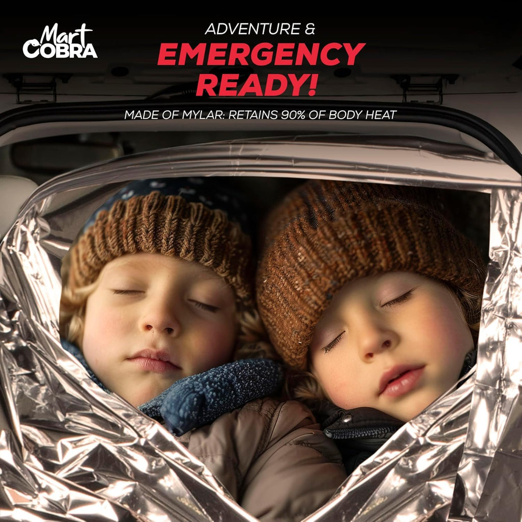 Emergency Blanket 4-Pack Space Mylar Blankets Survival Gear and Supplies Reusable Thermal Camping Hunting Essentials First Aid Car Backpacking Marathon Kit Prepper Go Rave Bug Out Bag Foil Cold Winter