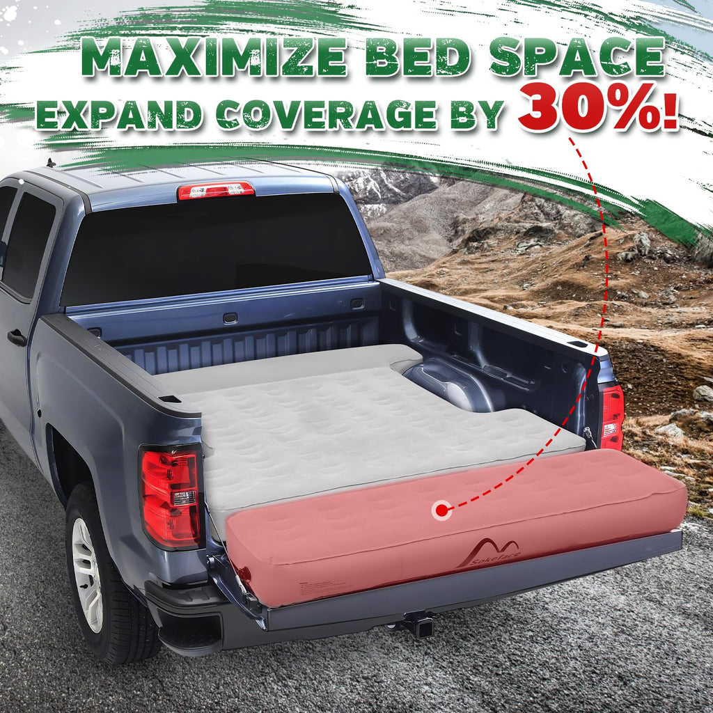 Sokeface Tailgate Extendable Truck Bed Mattress with Built-in Pump, Heavy-Duty, Truck Bed Air Mattress for 5.5-5.8ft Full Size, Easy Setup, Large Carry Bag, Leak-Resistant Mattress for Camping