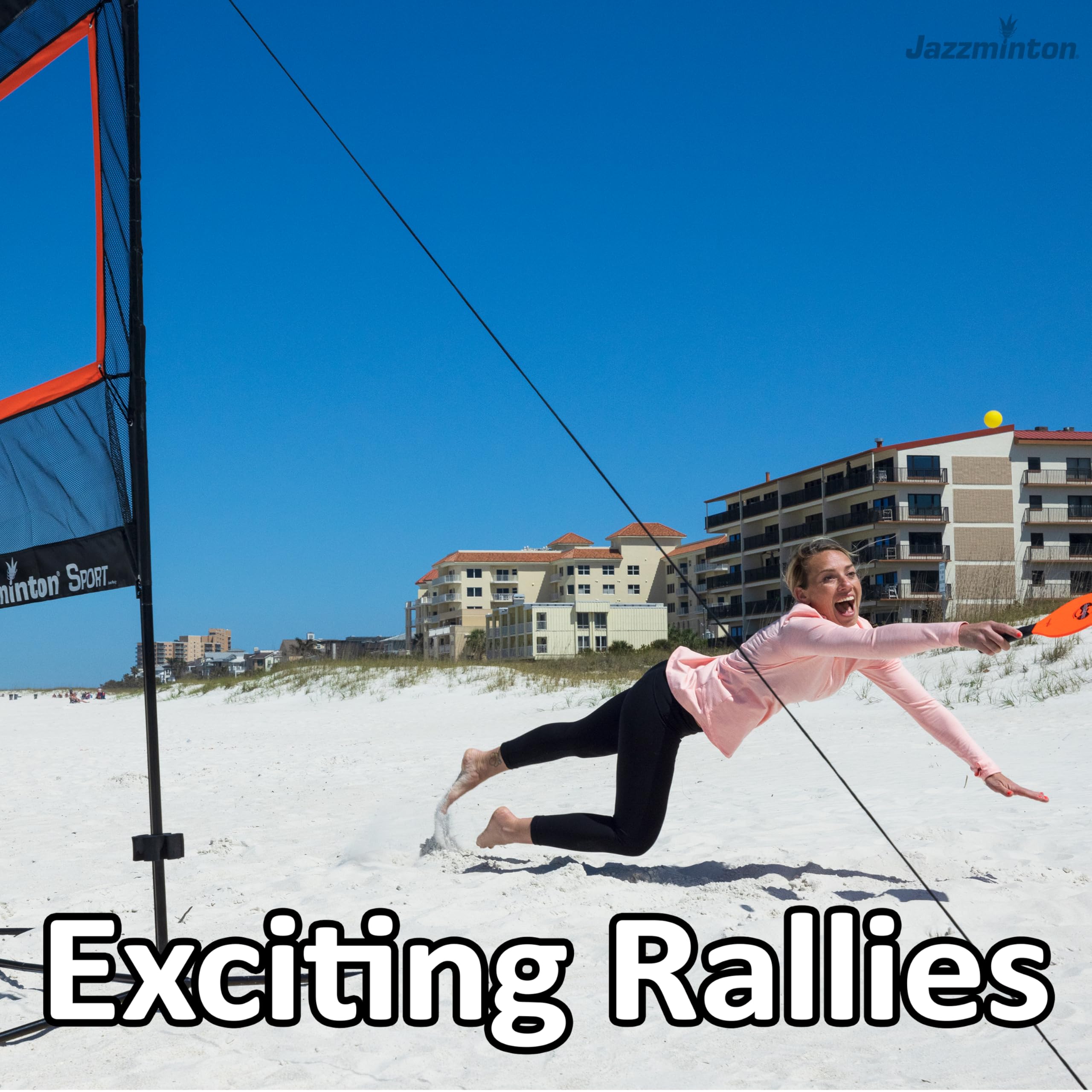 Jazzminton-Sport – The Original Paddle Game with Net for Indoors & Outdoors – Active, Joint-Friendly Family Fun – Like Badminton, Pickleball & Tennis with a Twist