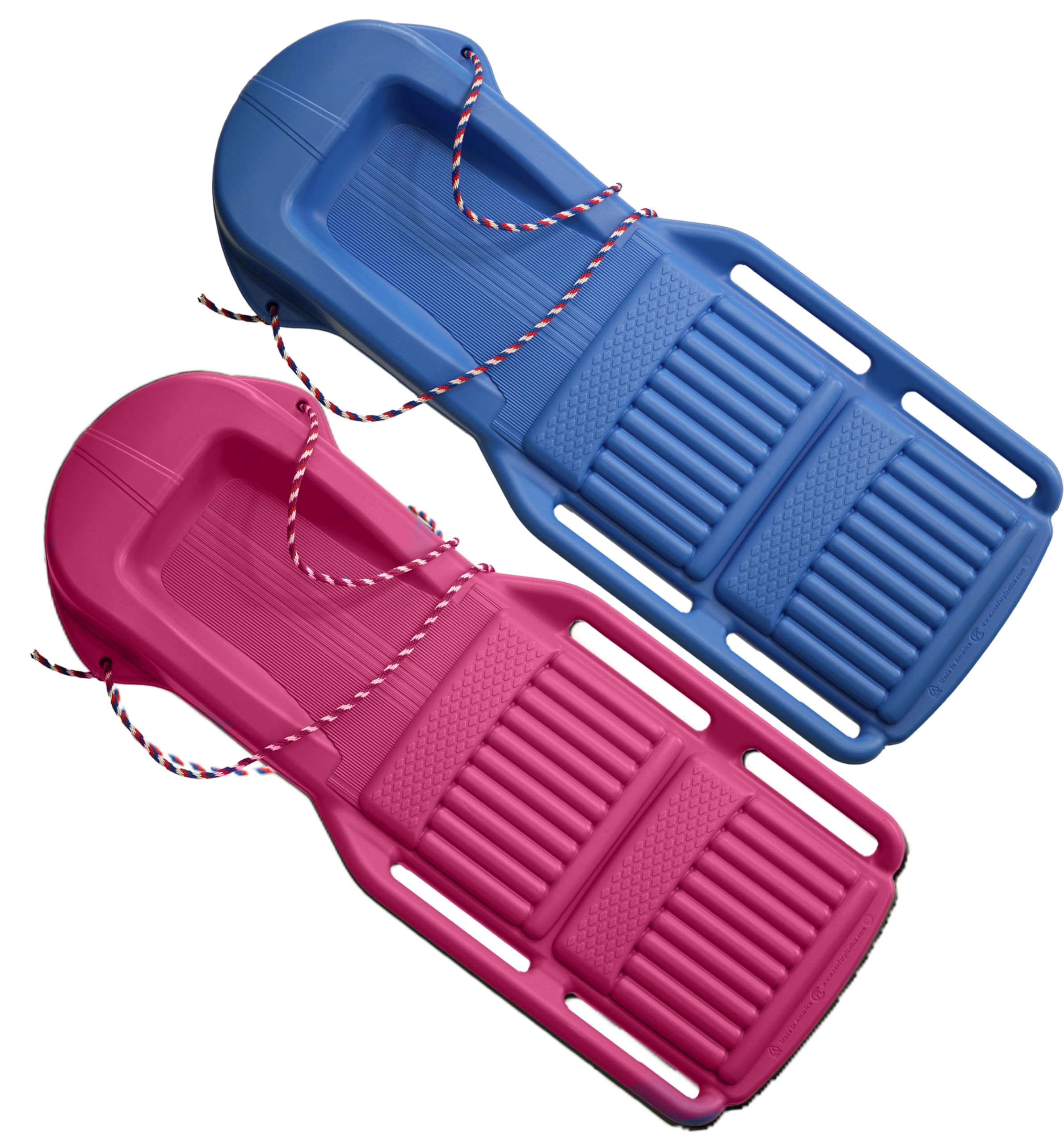 The Original Retro Racer Snow Sled by Confer Plastics, Cool Blue & Polar Pink Color, Durable Design for All Ages, Made in USA, Available in 2 Pack for Double Fun