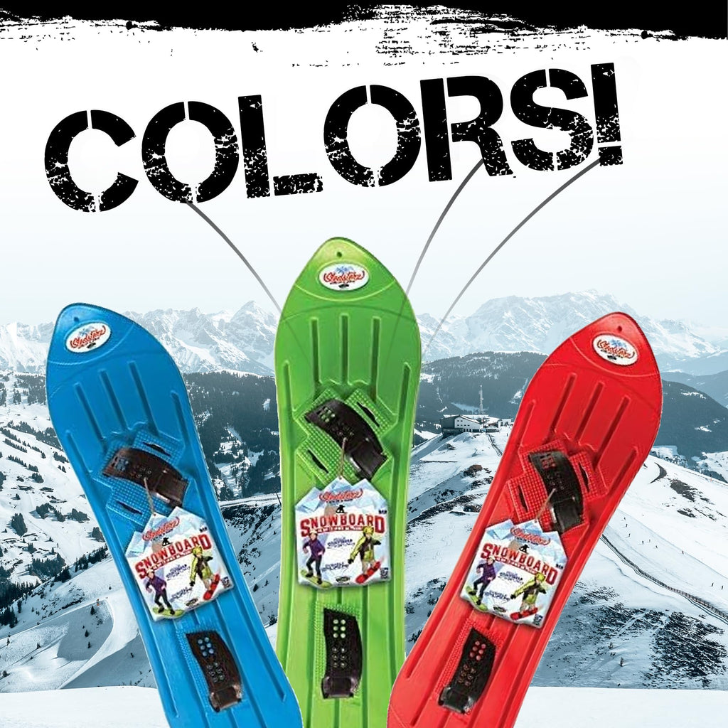The Original Geospace Sledsterz Kids Beginner Snowboard for Winter Fun on Snow, with Adjustable Step-in Bindings; for Kids Between 4 to 12 Years Old (Black/Red Bindings)