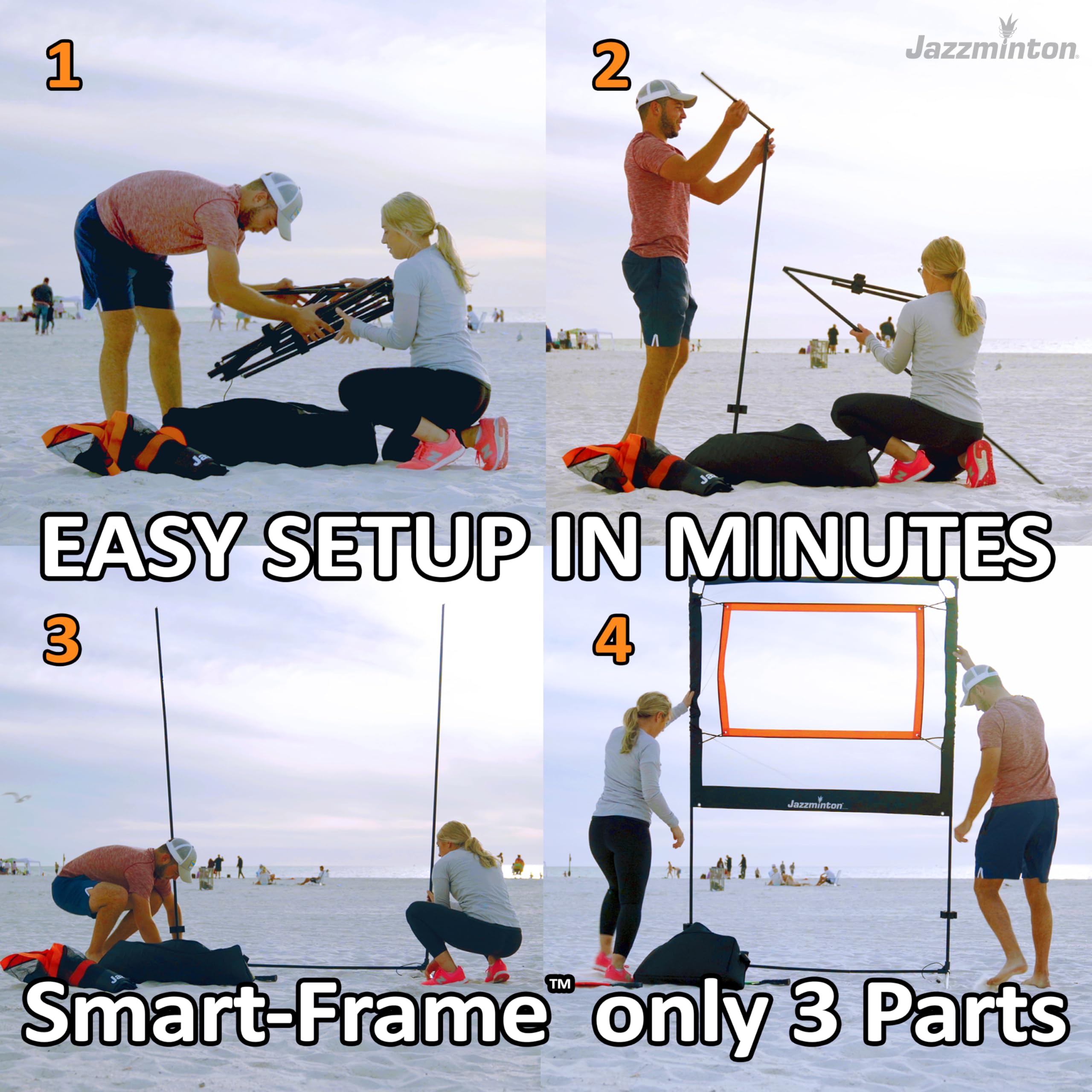 Jazzminton-Sport – The Original Paddle Game with Net for Indoors & Outdoors – Active, Joint-Friendly Family Fun – Like Badminton, Pickleball & Tennis with a Twist