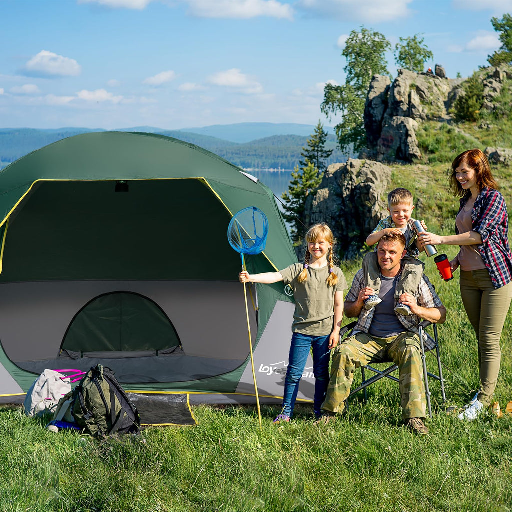LOYEAHCAMP Tents 4 Person Camping Tent, Easy Setup Waterproof Family Tents for Camping, Portable Dome Tent for Outdoor Camping with Rainfly, Carry Bag DarkGreen