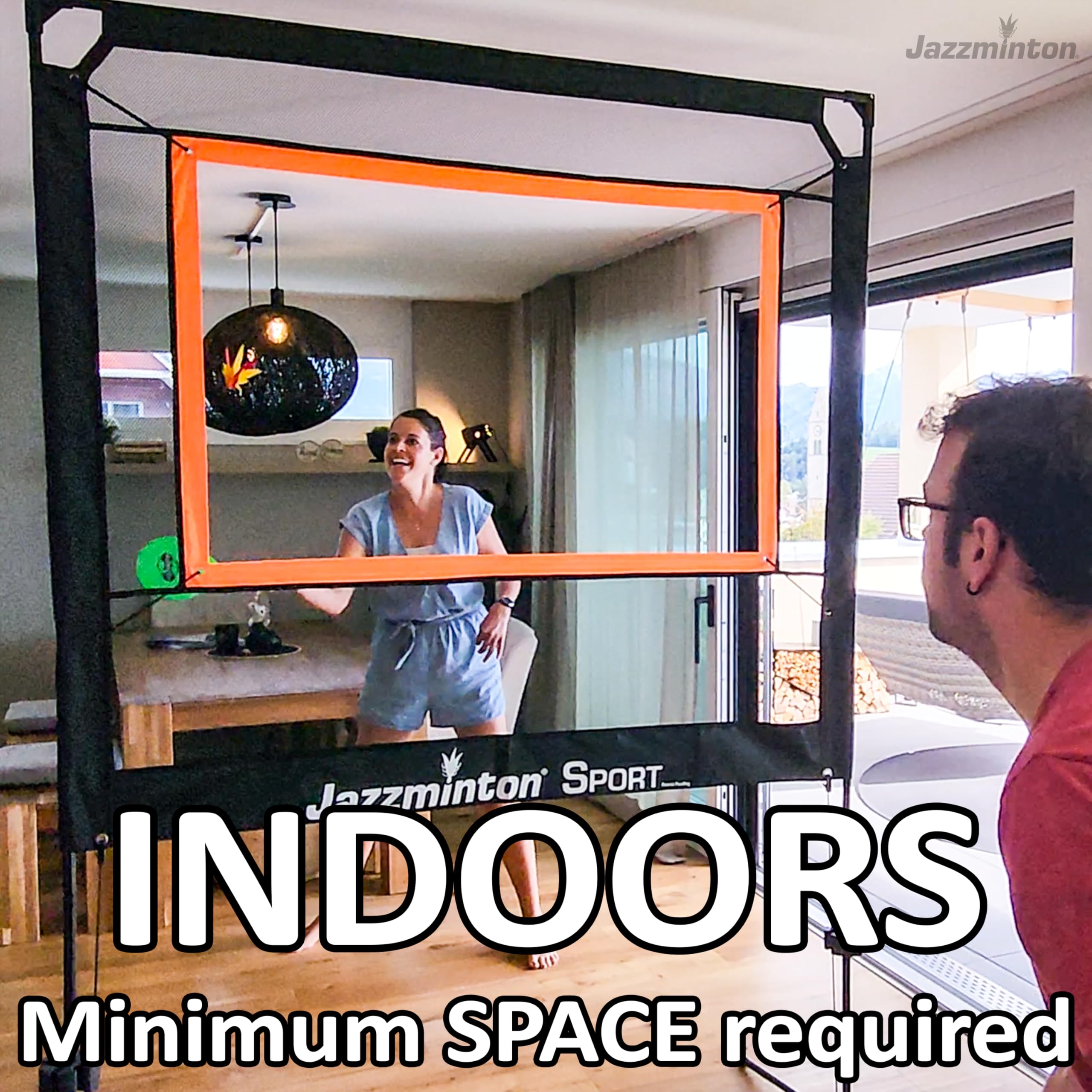 Jazzminton-Sport – The Original Paddle Game with Net for Indoors & Outdoors – Active, Joint-Friendly Family Fun – Like Badminton, Pickleball & Tennis with a Twist