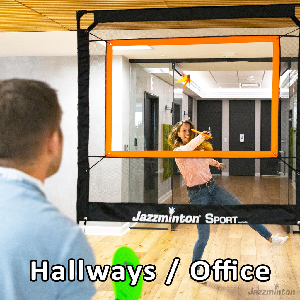 Jazzminton-Sport – The Original Paddle Game with Net for Indoors & Outdoors – Active, Joint-Friendly Family Fun – Like Badminton, Pickleball & Tennis with a Twist