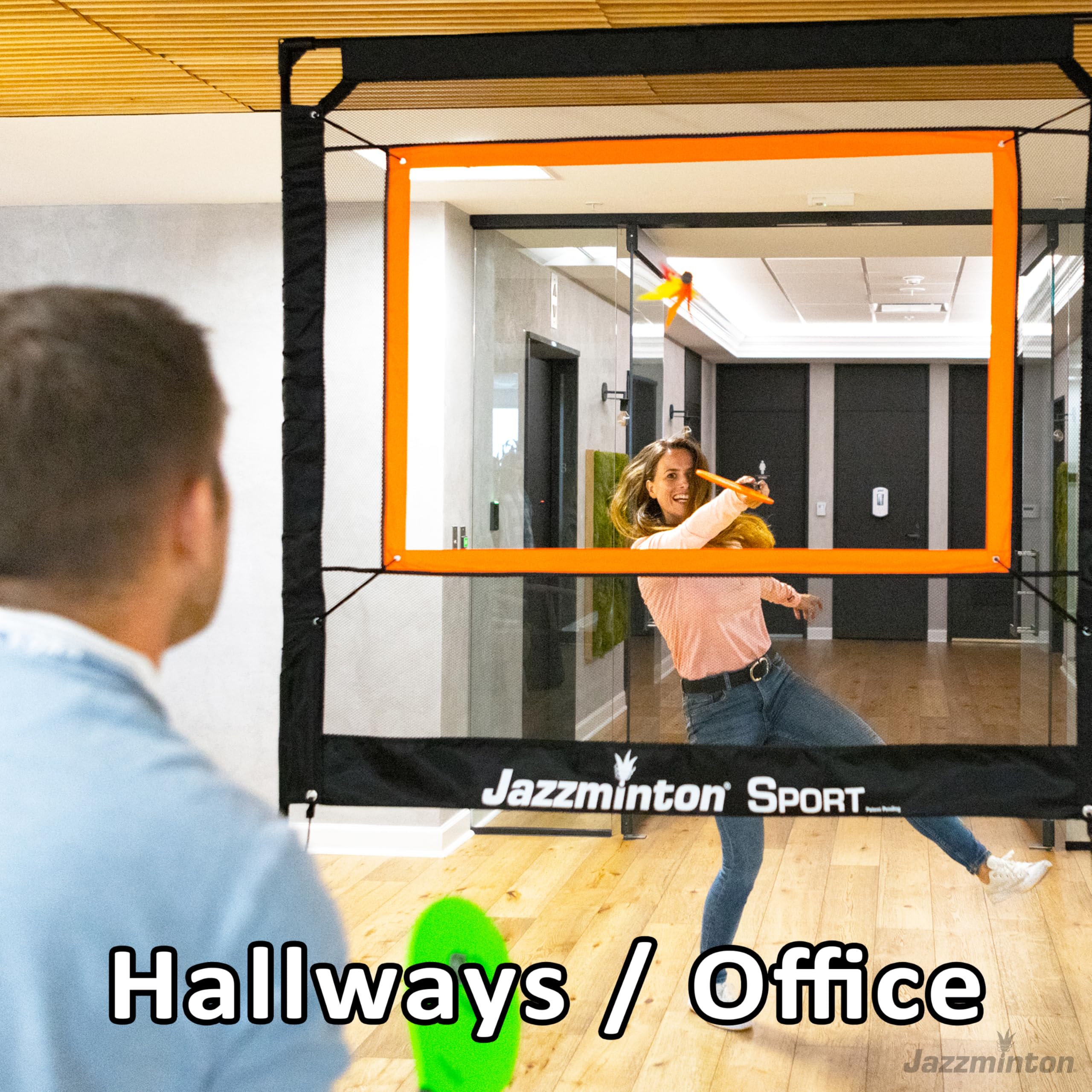 Jazzminton-Sport – The Original Paddle Game with Net for Indoors & Outdoors – Active, Joint-Friendly Family Fun – Like Badminton, Pickleball & Tennis with a Twist