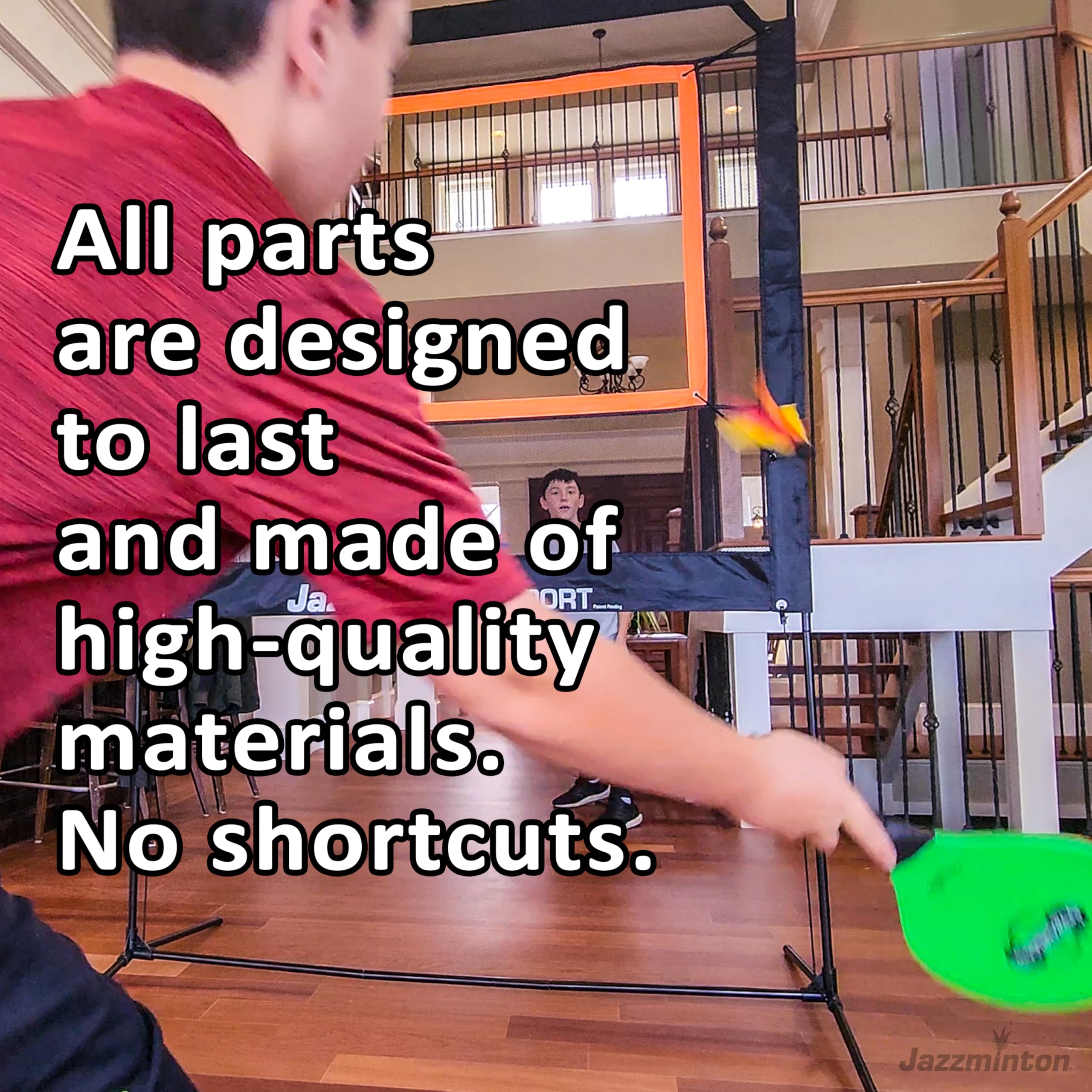 Jazzminton-Sport – The Original Paddle Game with Net for Indoors & Outdoors – Active, Joint-Friendly Family Fun – Like Badminton, Pickleball & Tennis with a Twist