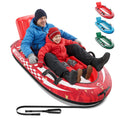 QPAU 2-Person Inflatable Snow Sled with Premium Canvas Cover, Heavy Duty Sled with Backrest & Reinforced Handles, Snow Tubes for Kids & Adults, Winter Inflatable Toys (Red)